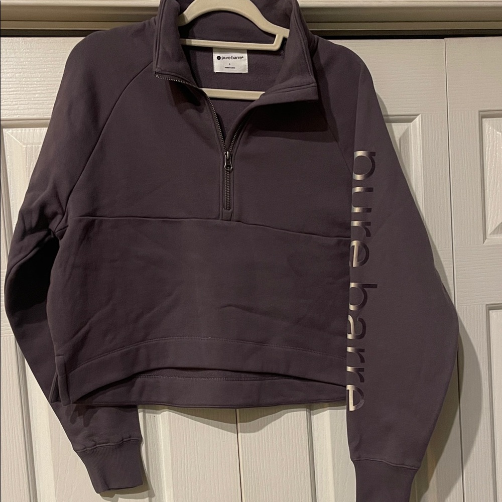 New with tag pure barre fleece, half zip sweatshirt in nightshade, med